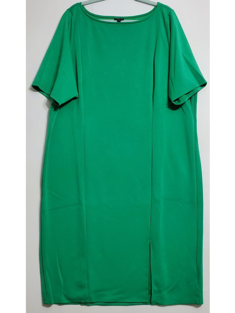 NWT Torrid midi studio bodycon dress jelly bean green slit stretch short sleeves - Picture 2 of 11